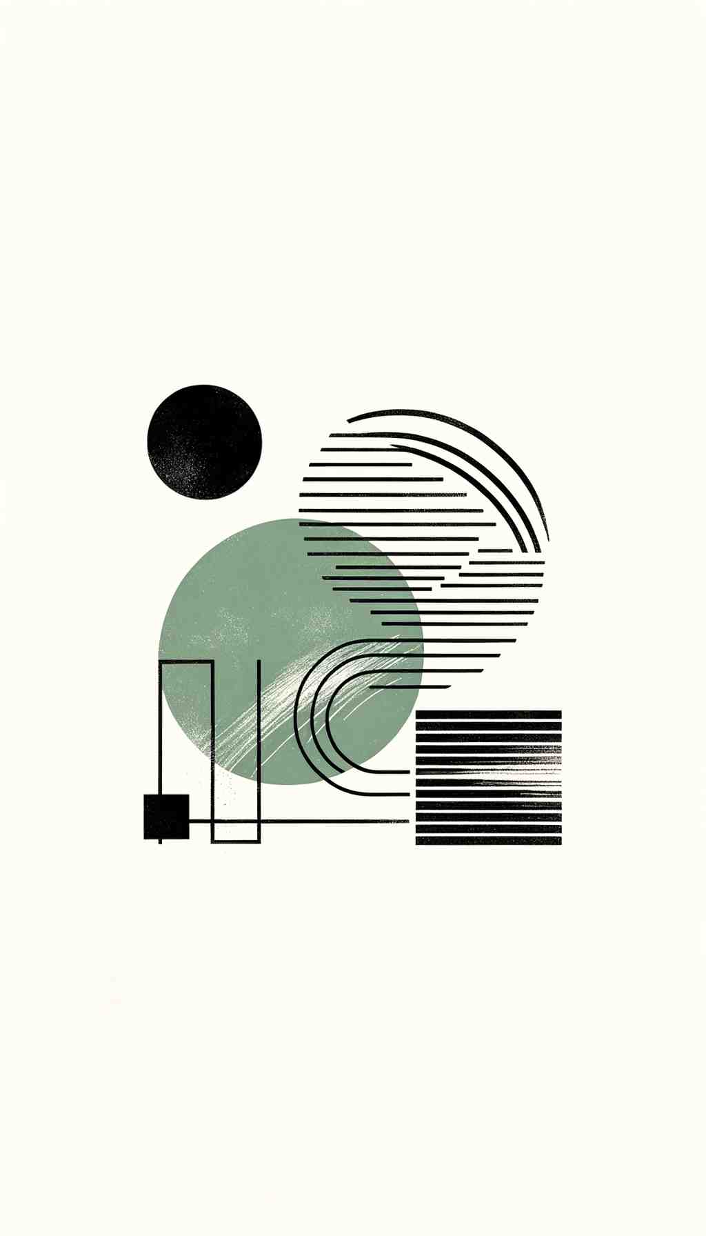 Modern Geometric Art Print with Green Accents - Wall Art Print