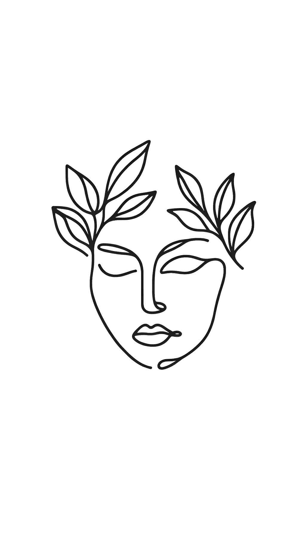 Serene Leaf Hairline: Monochrome Minimalist Line Art - Wall Art Print