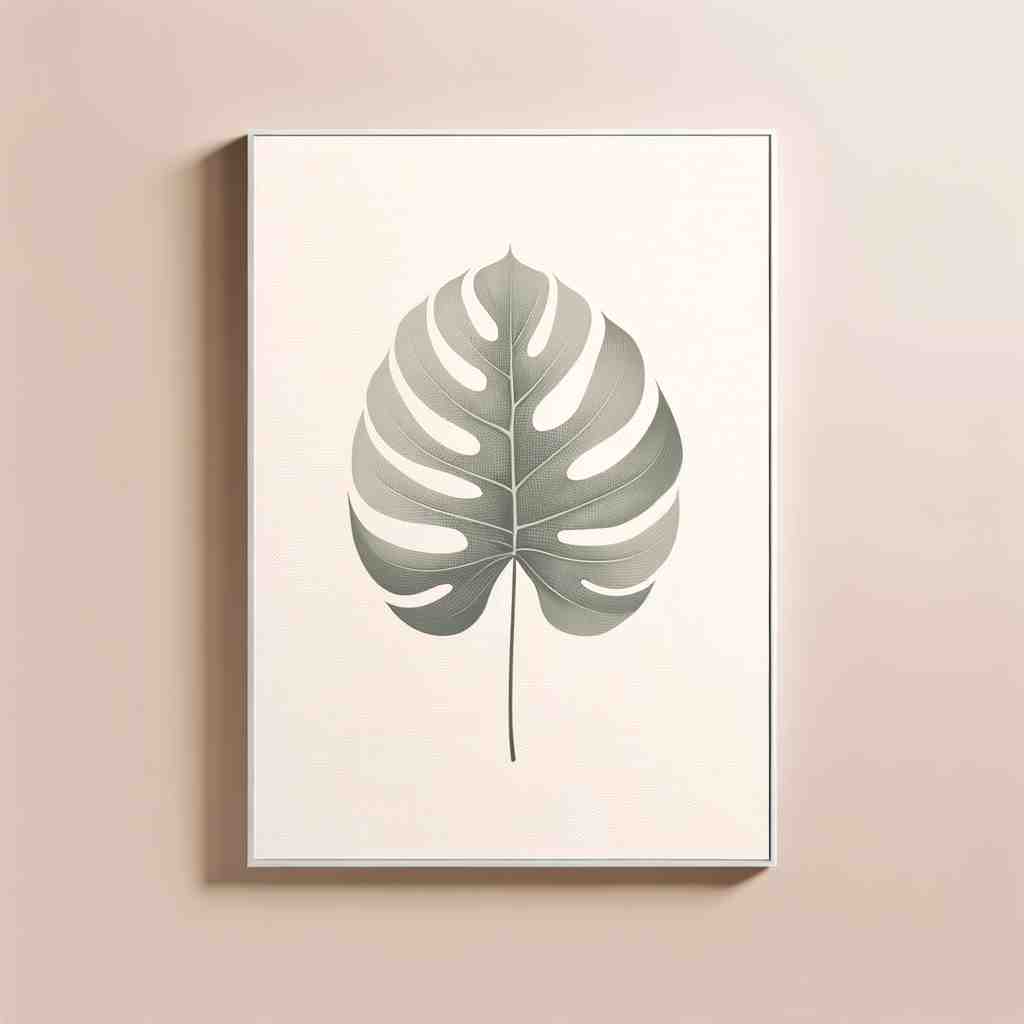 Serene Monstera: A Minimalist Botanical Illustration - Wall Art Print