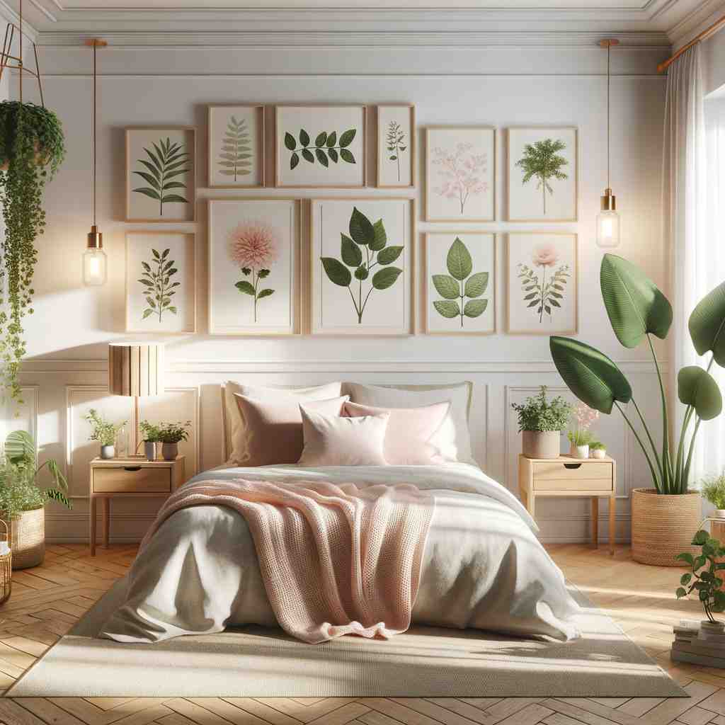 Botanical Bliss: A Bright and Airy Bedroom - Wall Art Print