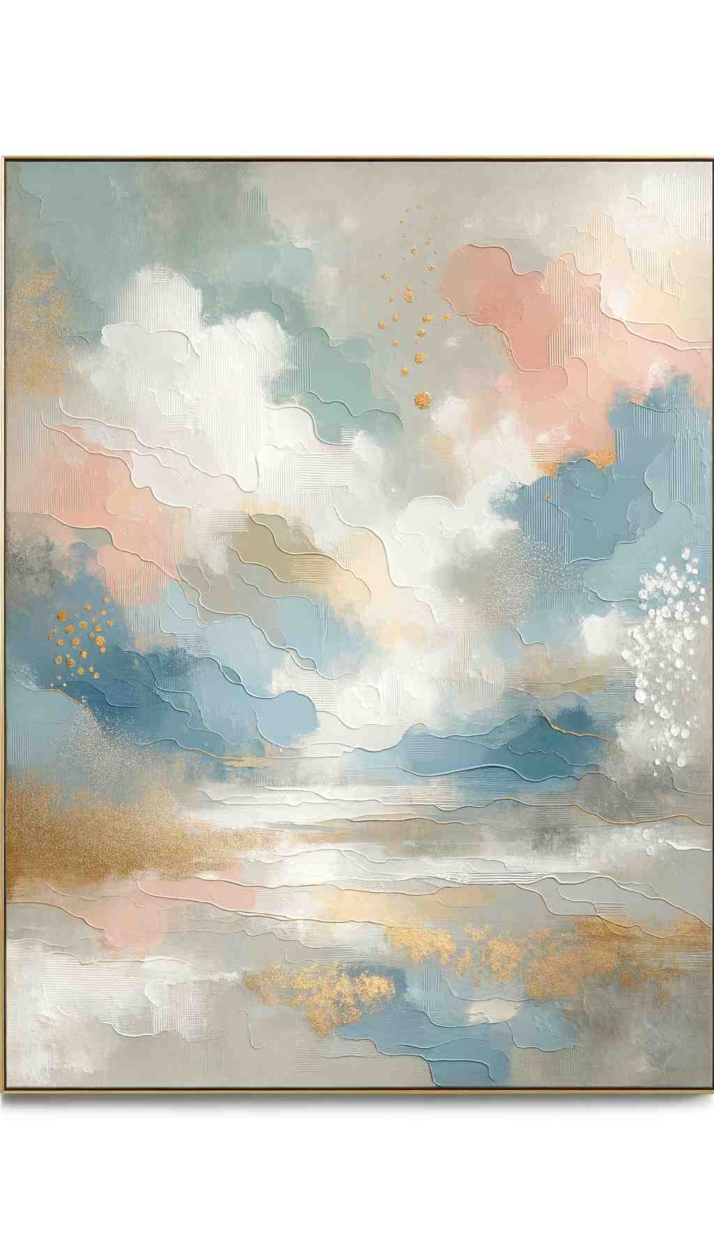 Serene Abstract in Pastels with Metallic Accents - Wall Art Print