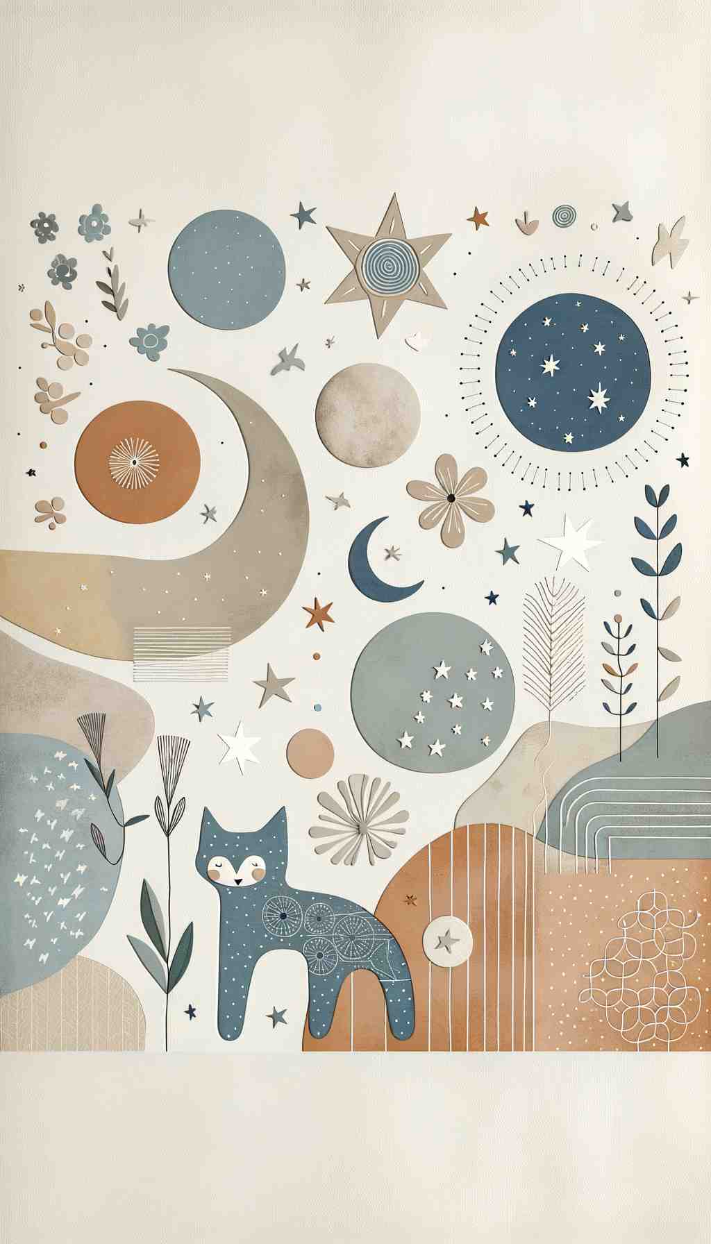 Whimsical Nights: An Abstract Collage - Wall Art Print