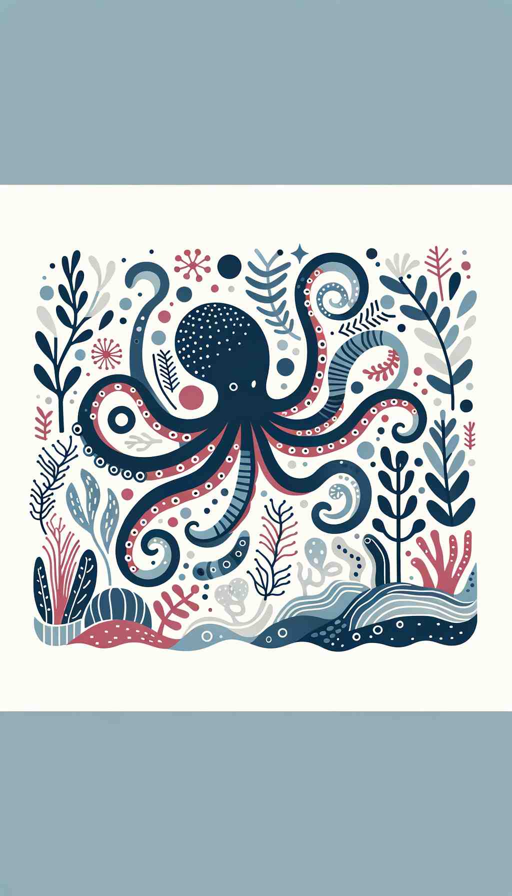 Whimsical Octopus Underwater - Wall Art Print