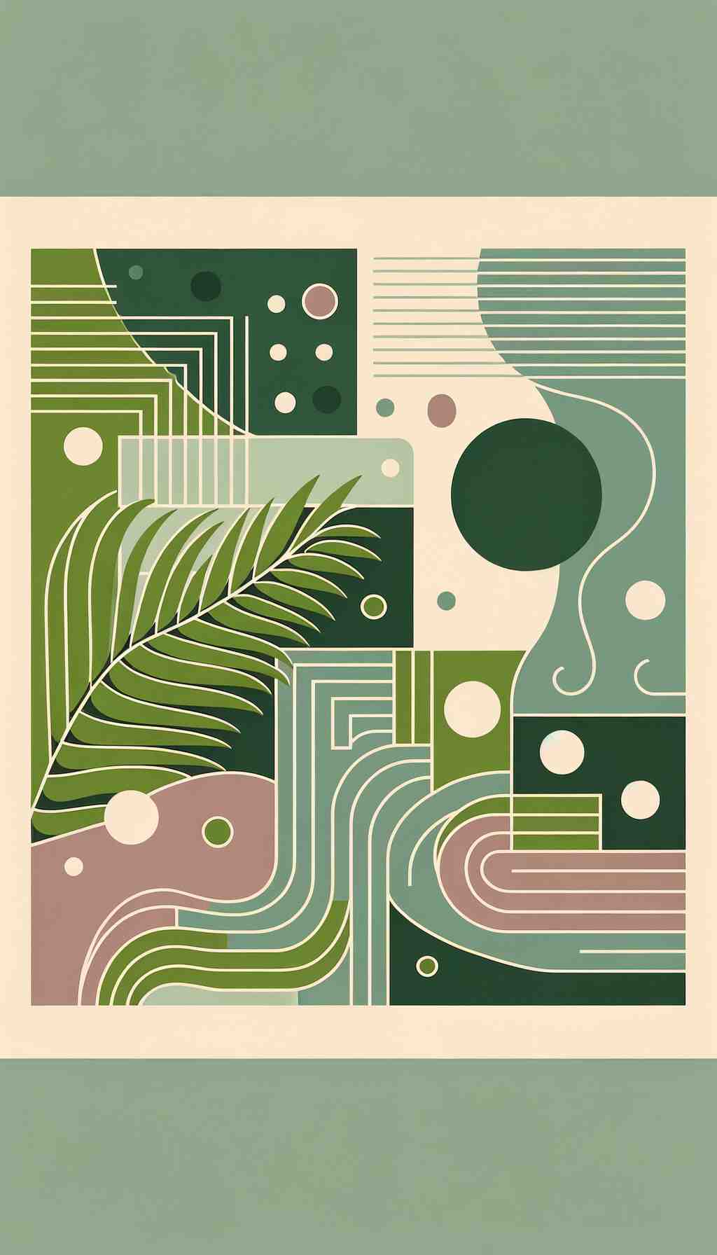 Boho Green Retro Cut-Out Wall Art - Wall Art Print