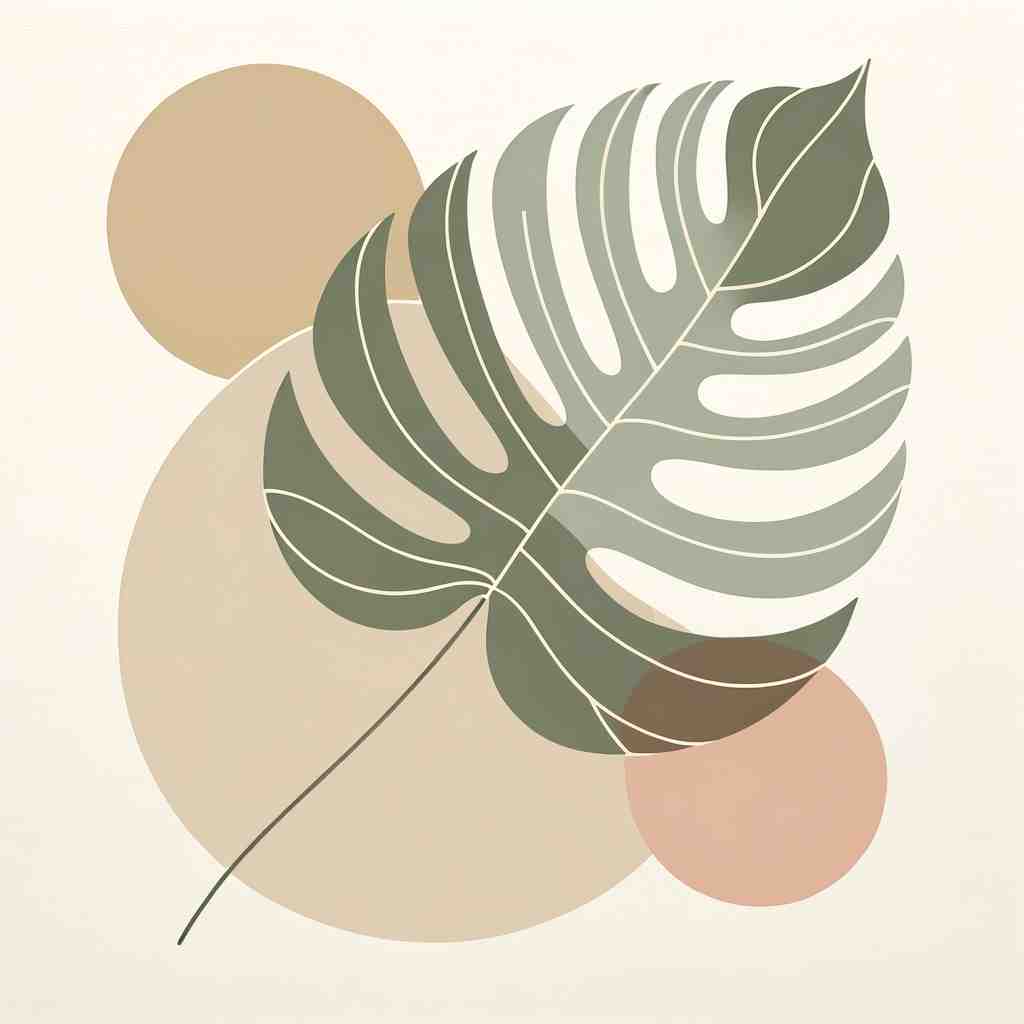 Minimalist Monstera: Serene Botanical Illustration - Wall Art Print