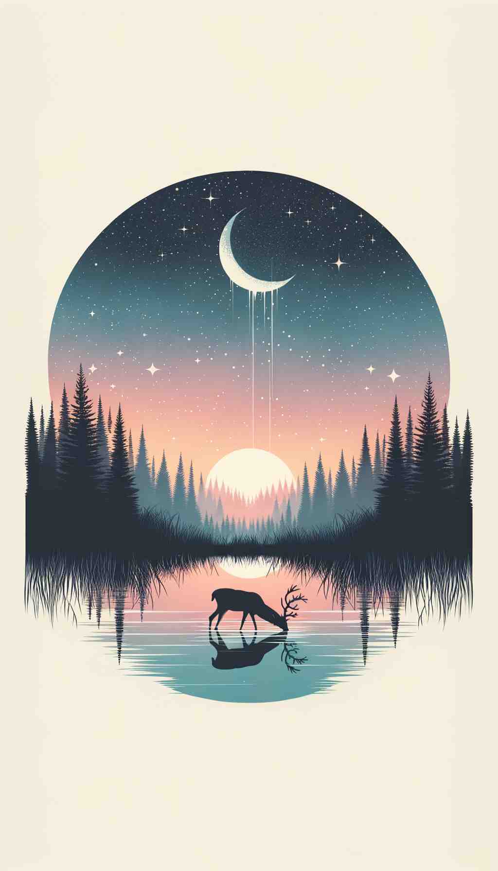 Twilight Serenity: Deer at Dawn - Wall Art Print