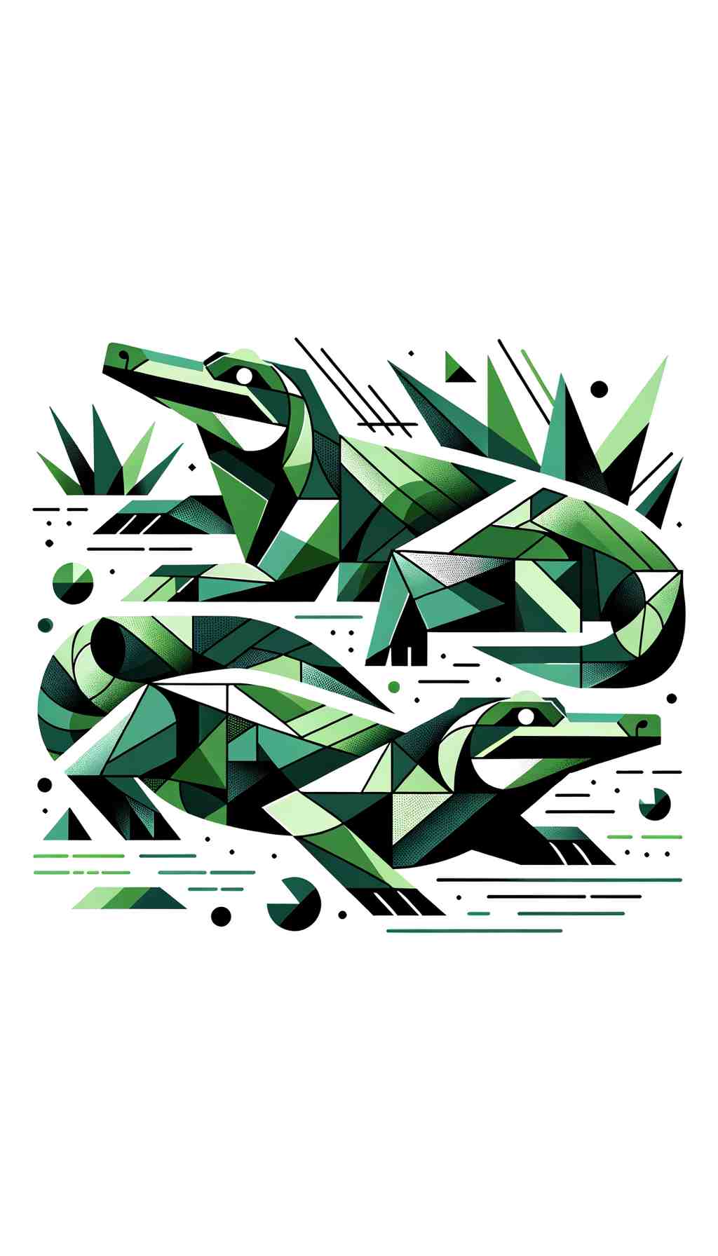 Stylized Crocodile Geometries - Wall Art Print