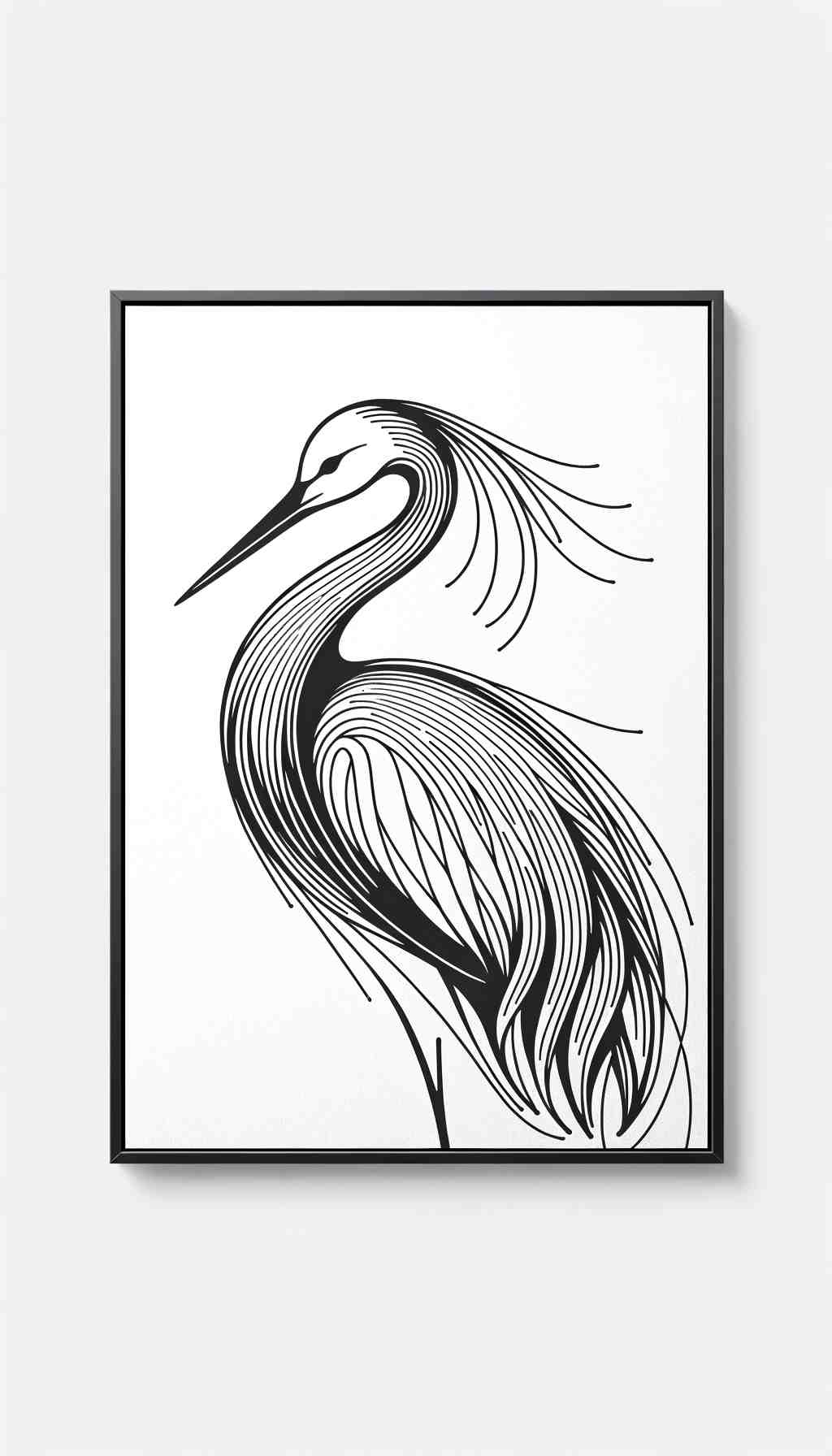 Minimalistic Monochromatic Crane - Wall Art Print