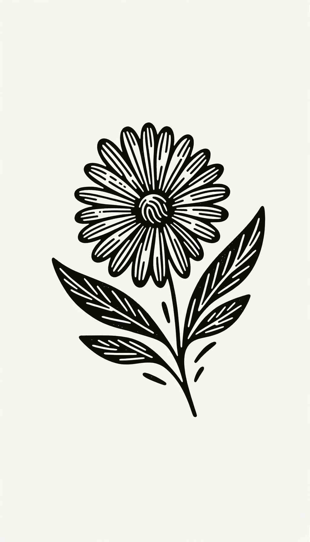 Minimalist Daisy Linocut Print - Wall Art Print