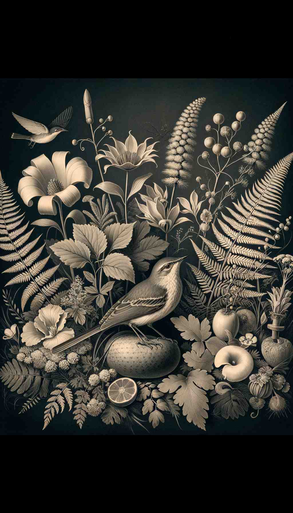 Victorian Flora and Fauna: Ferns, Flowers, and Feathered Friends - Wall Art Print