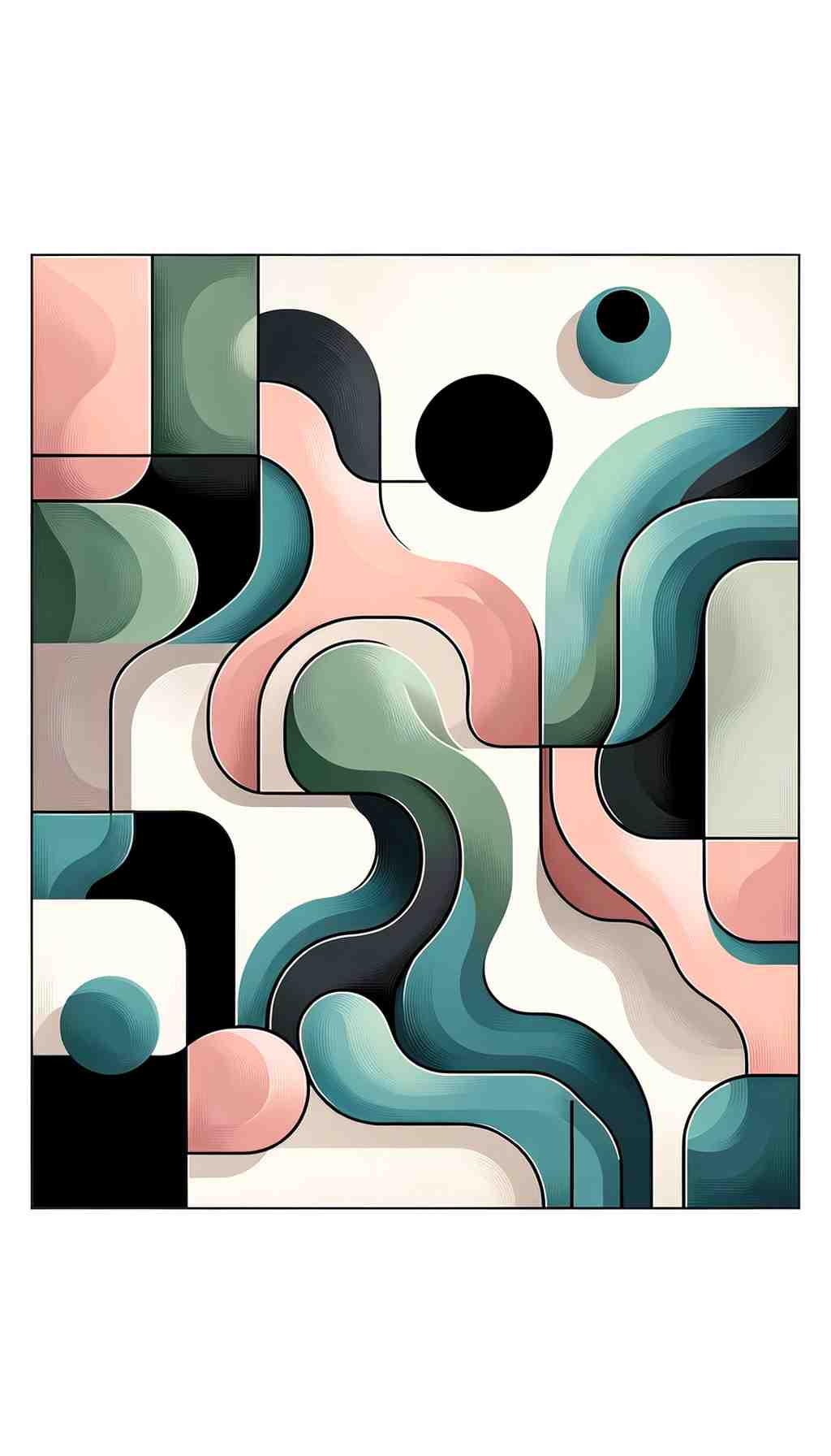 Elegant Harmony: Abstract Geometric Painting - Wall Art Print