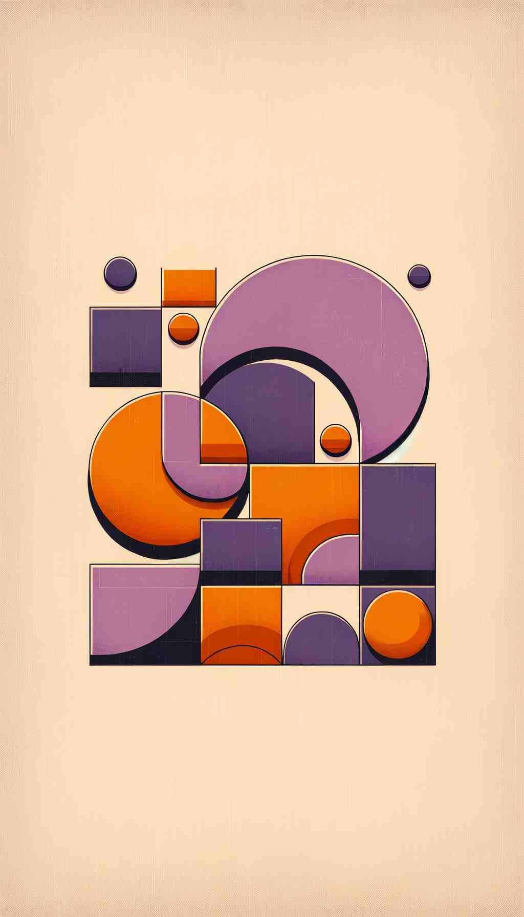 Purple and Orange Geometric Composition - Wall Art Print