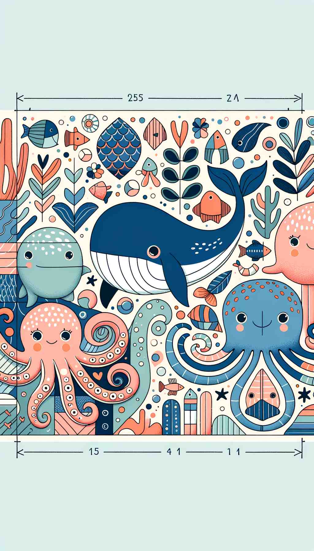 Enchanted Seas: A Whimsical Marine Illustration - Wall Art Print