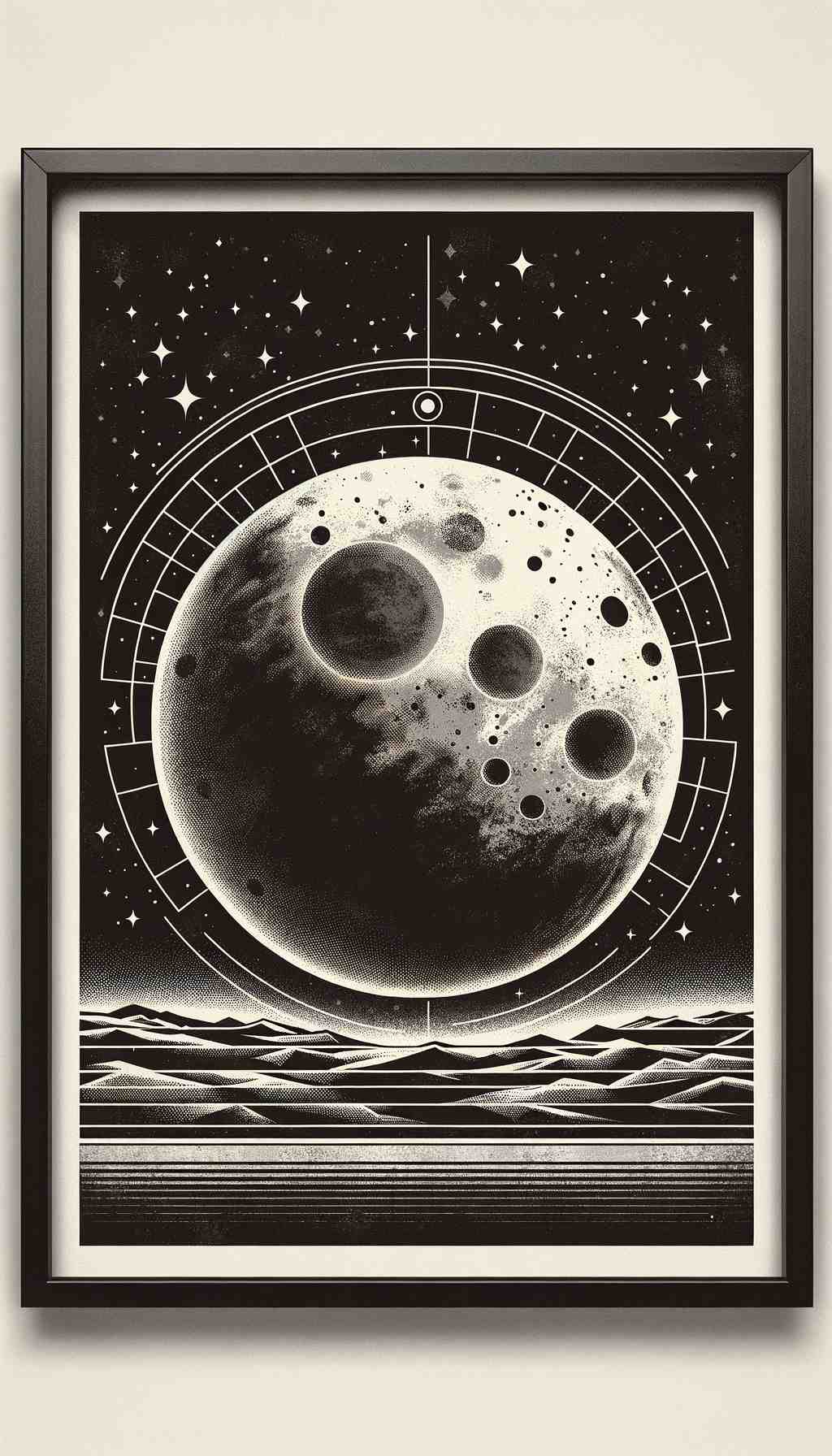 Retro Mars: A Monochromatic Exploration - Wall Art Print