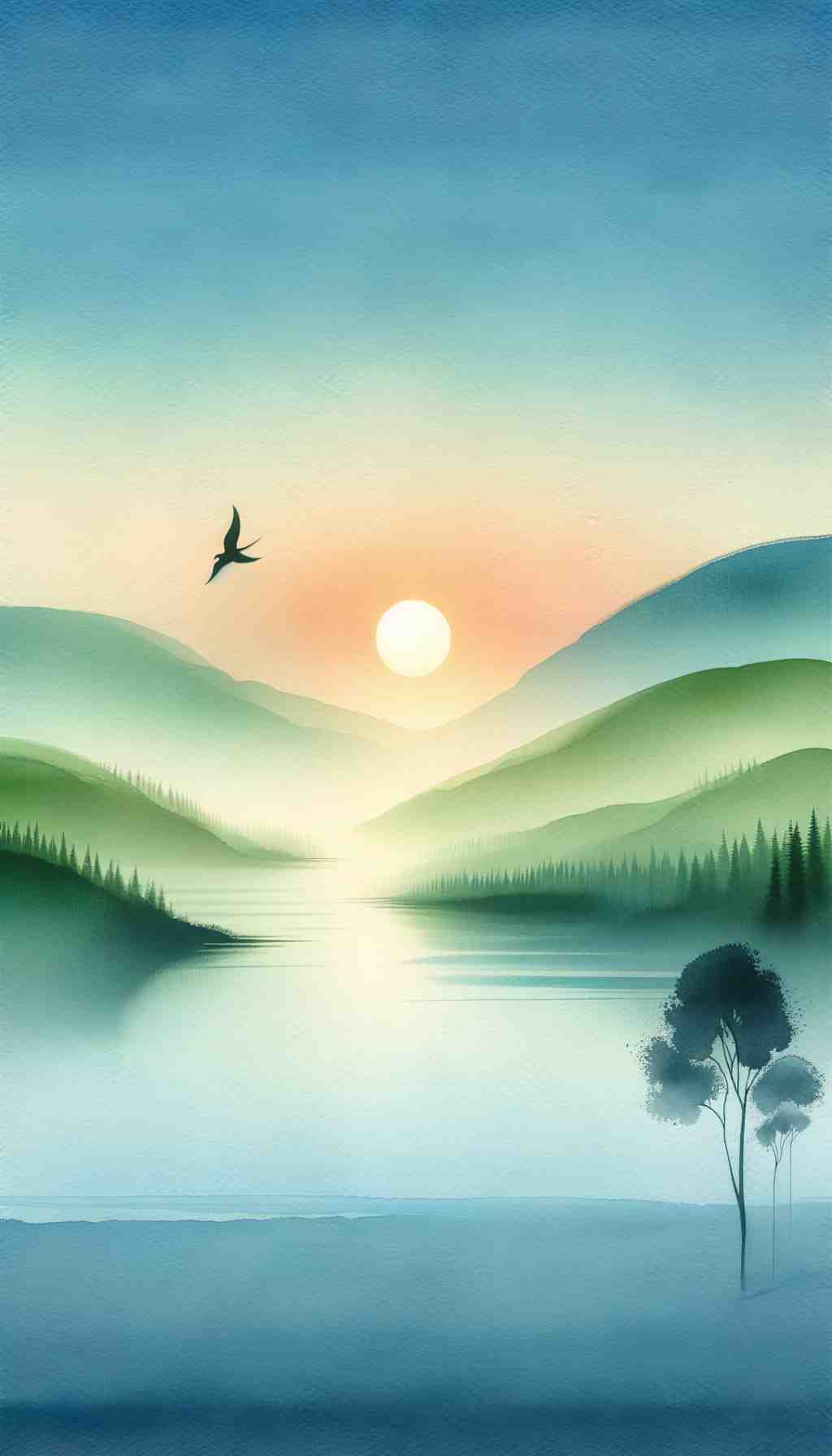 Serene Dawn: Solitude and Symphony - Wall Art Print
