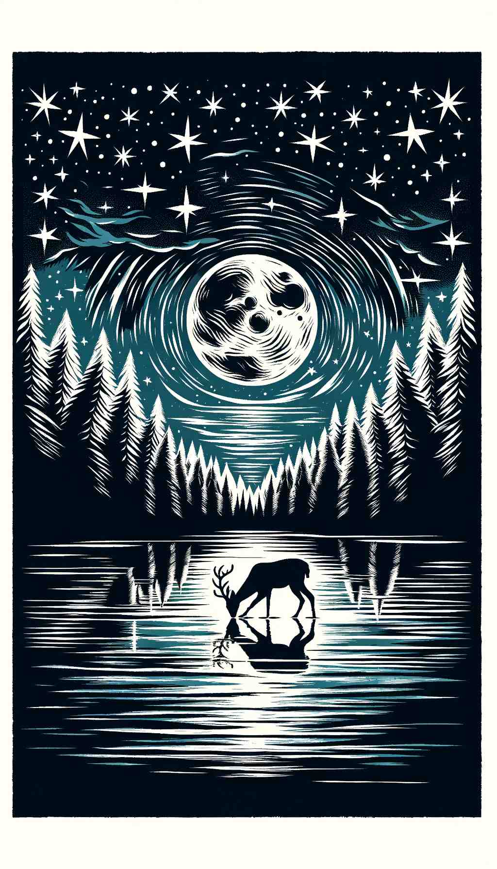 Moonlit Forest Serenade - Wall Art Print