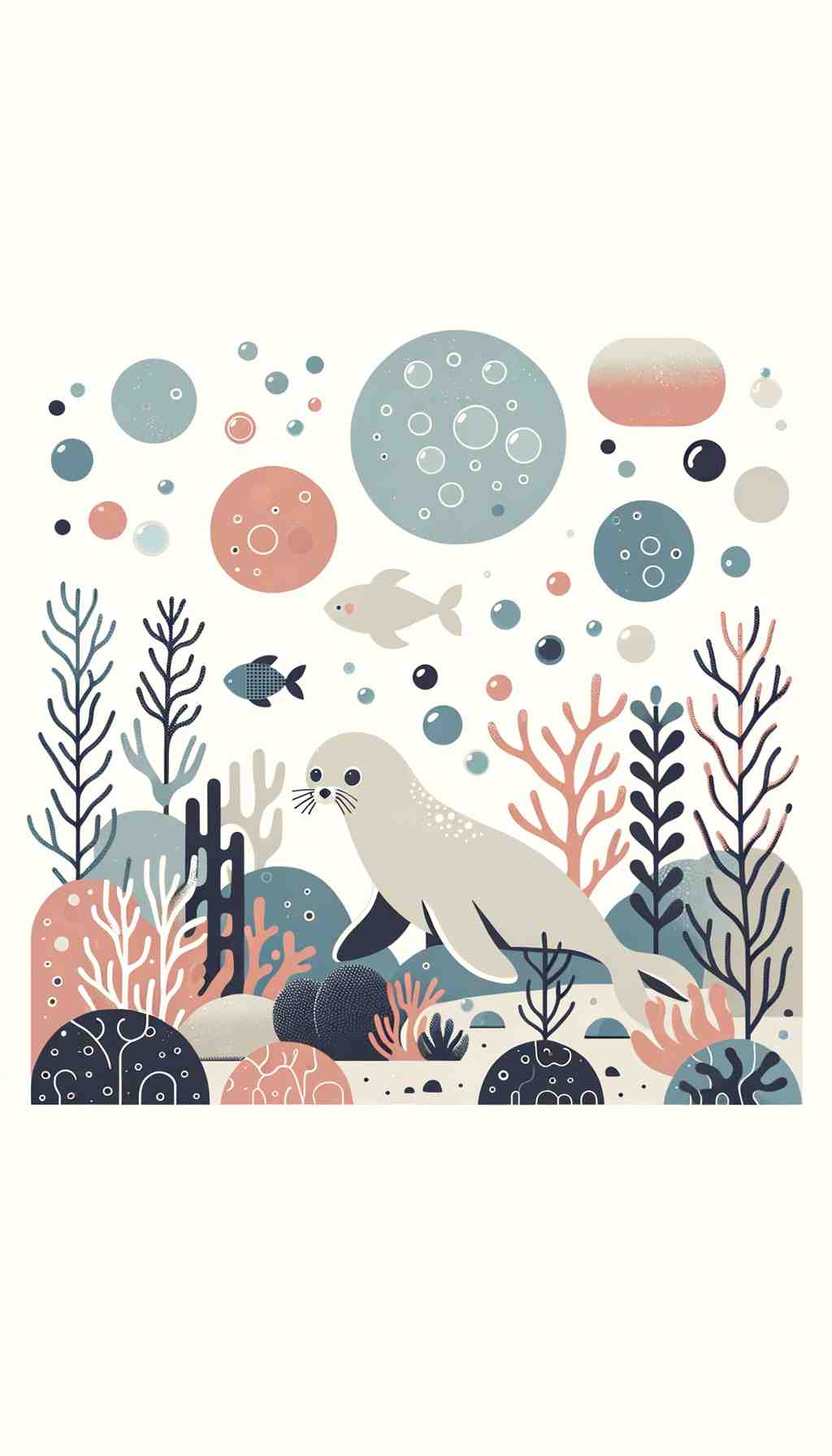 Whimsical Underwater Seals - Wall Art Print
