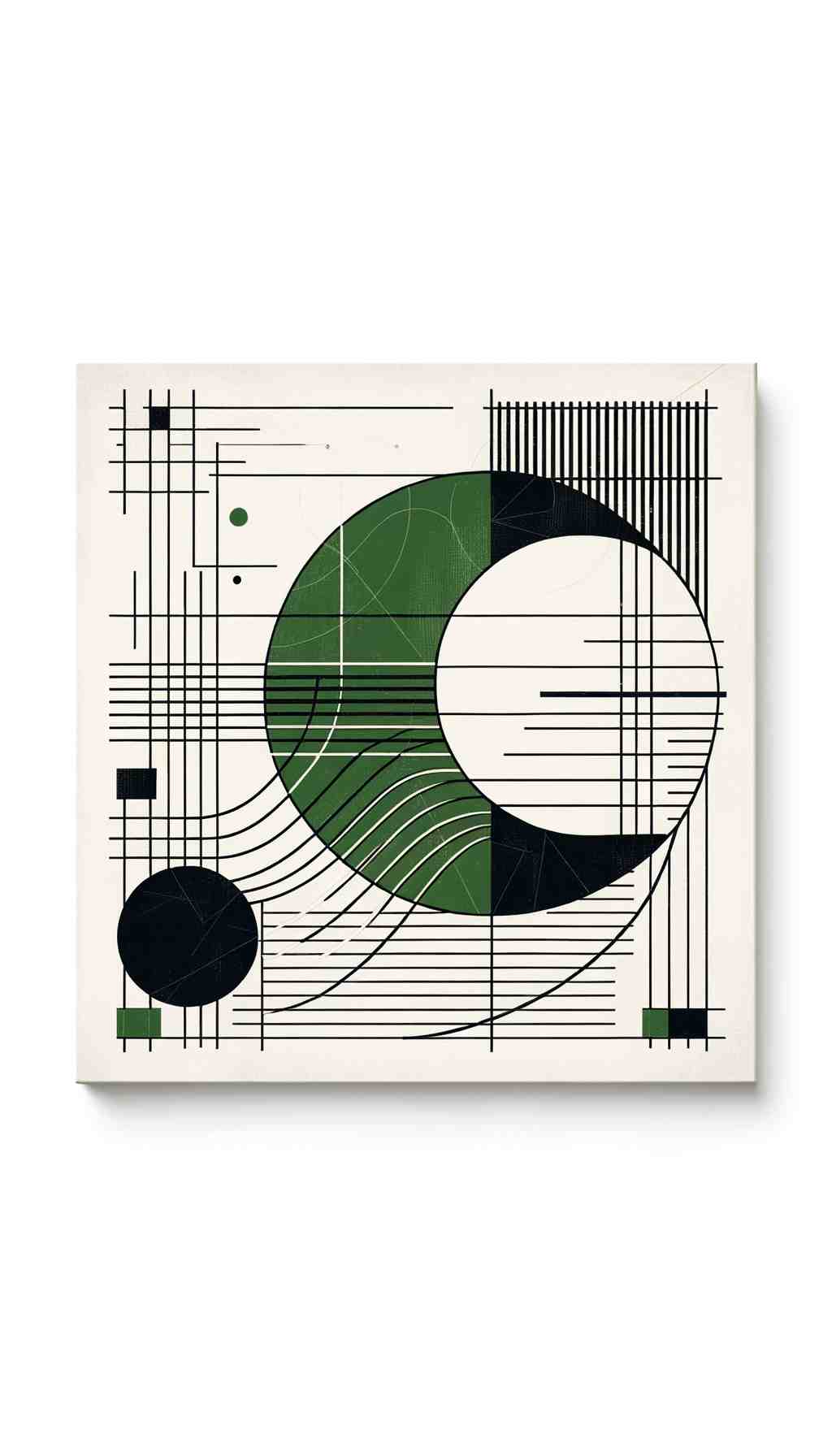 Title: Modern Geometric Art Print with Green Semi-Circle and #c685c9 Accents - Wall Art Print