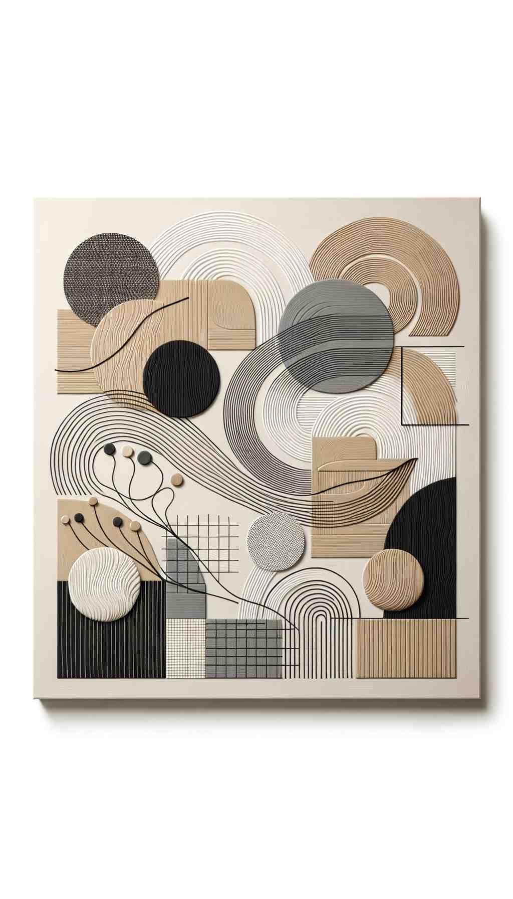 Neutral Weave: Modern Abstract Art with Artisan Craftsmanship - Wall Art Print