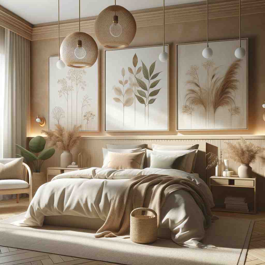 Botanical Serenity: A Peaceful Bedroom Oasis - Wall Art Print