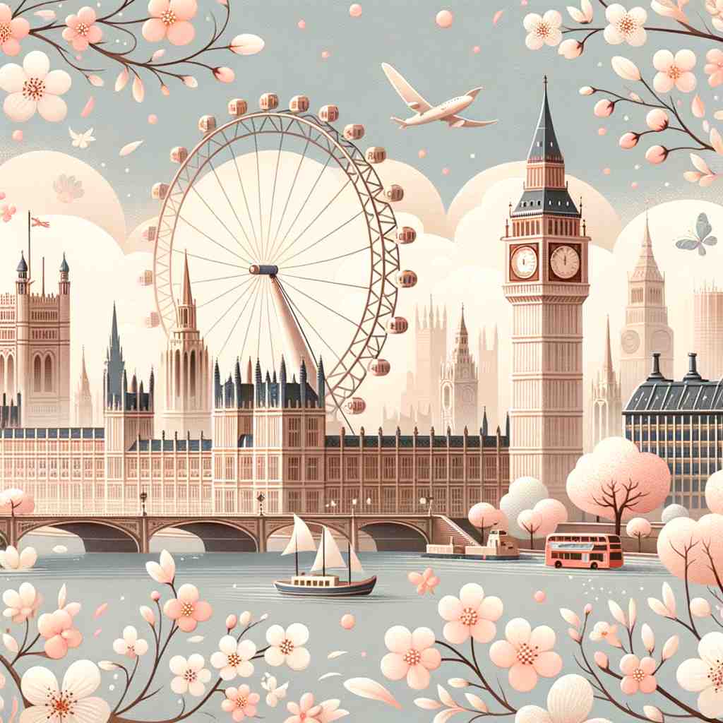London Blooms: A Whimsical Wallpaper Design - Wall Art Print