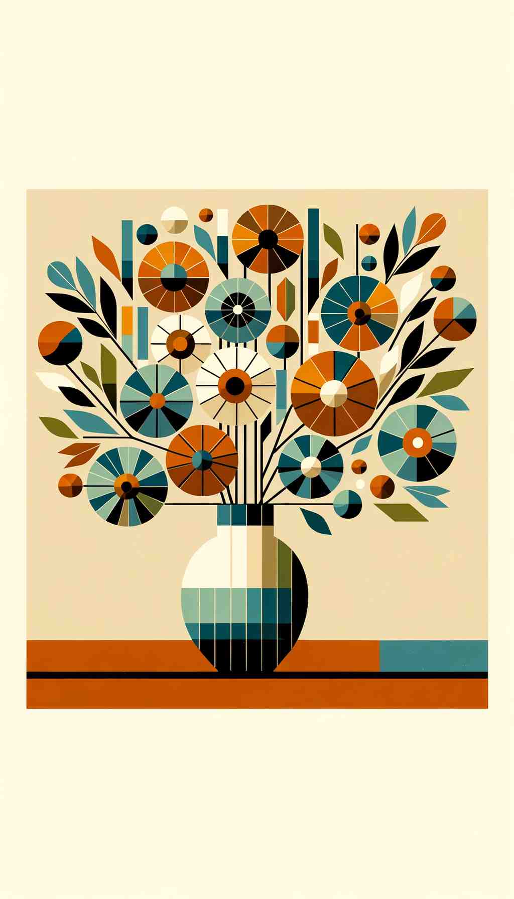 Mid-Century Modern Floral Arrangement - Wall Art Print
