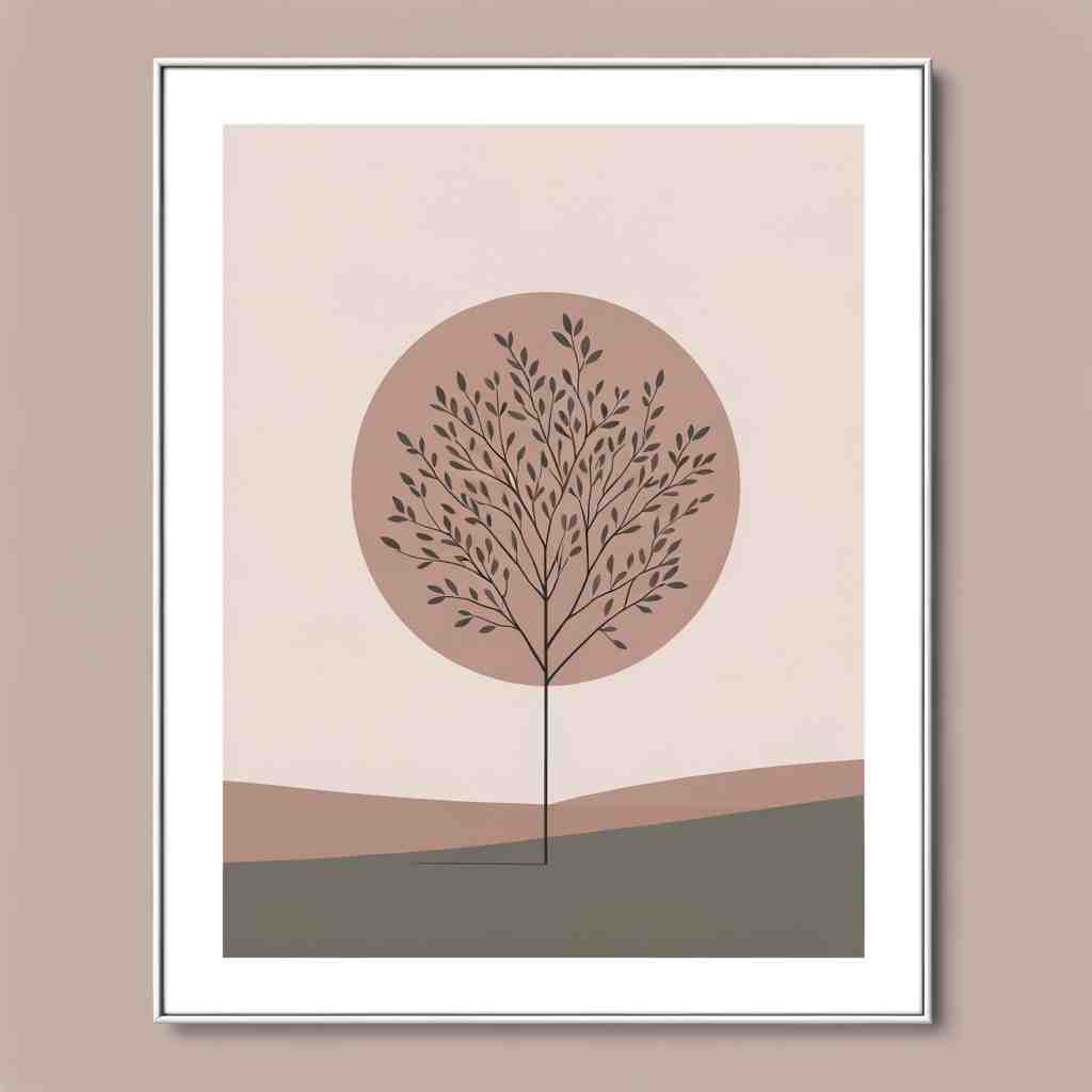 Minimalist Serenity: Solitary Tree - Wall Art Print