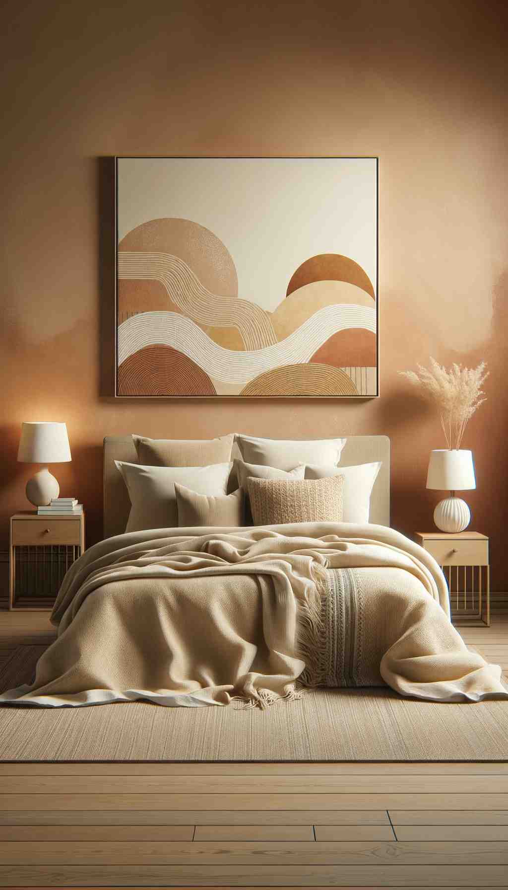 Sunrise Serenity: A Cozy Bedroom Abstract - Wall Art Print