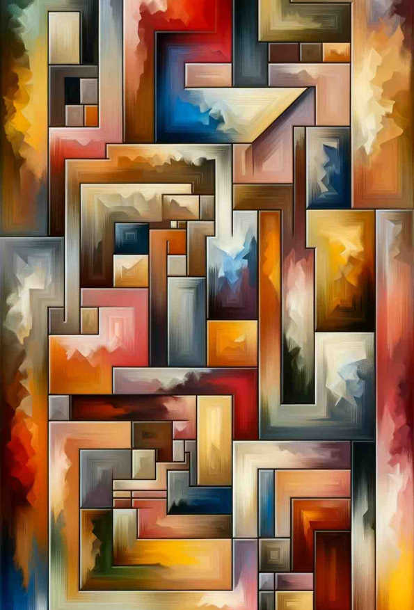 Geometric Harmony in Earth Tones - Wall Art Print